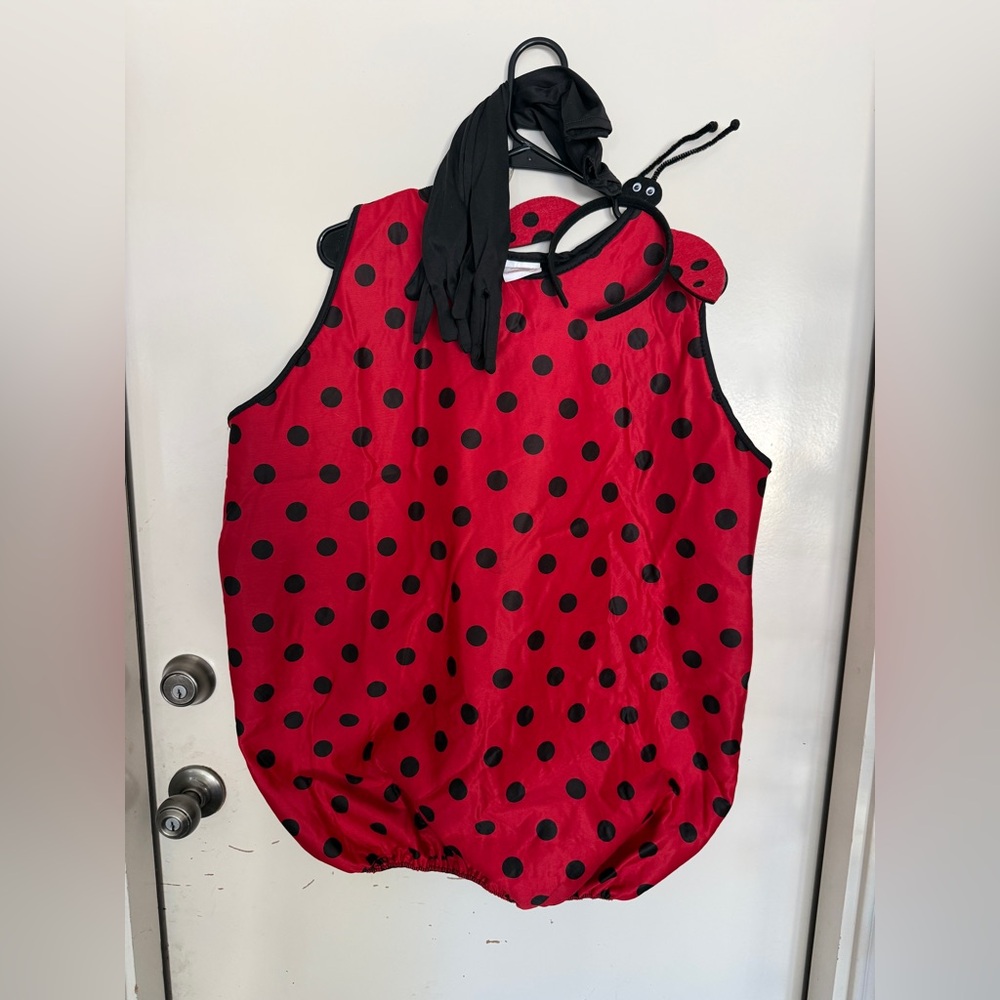 Ladybug Red and Black Polka Dot Top with Gloves and Headband